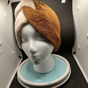 Hand Crafted Knit Unisex Hat Winter Ear Warmer Headbands Brown Tan